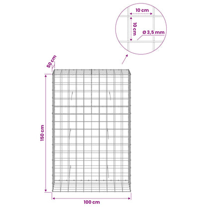 Gabion with 3.5 mm Wire and 10x10 cm Mesh 100x50x150 cm