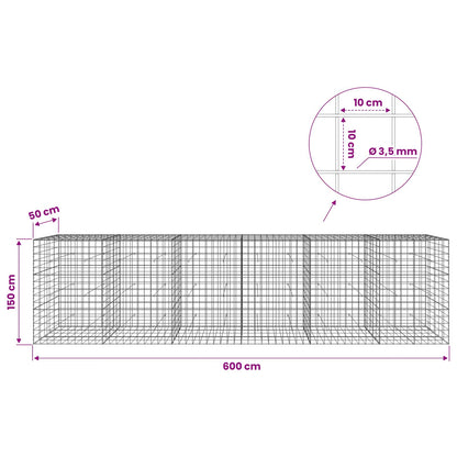 Gabion with 3.5 mm Wire and 10x10 cm Mesh 600x50x150 cm
