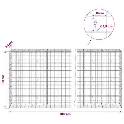 Gabion with 3.5 mm Wire and 10x10 cm Mesh 800x50x150 cm