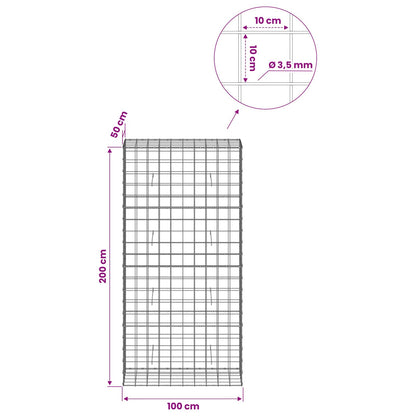 Gabion with 3.5 mm Wire and 10x10 cm Mesh 100x50x200 cm