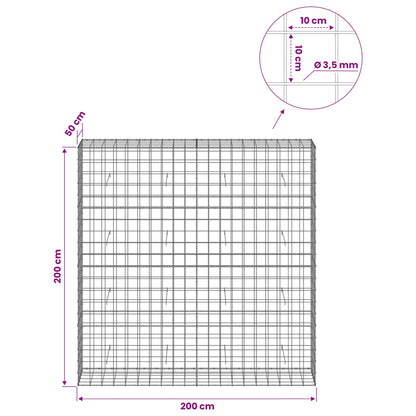 Gabion with 3.5 mm Wire and 10x10 cm Mesh 200x50x200 cm