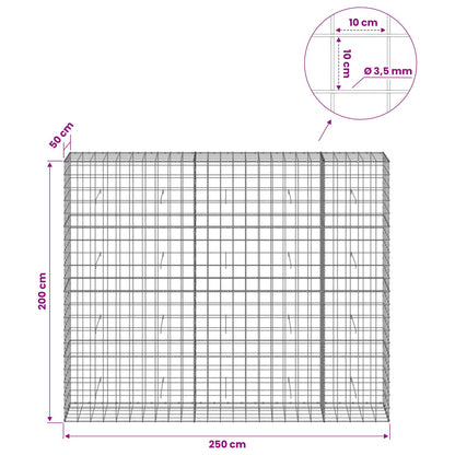 Gabion with 3.5 mm Wire and 10x10 cm Mesh 250x50x200 cm