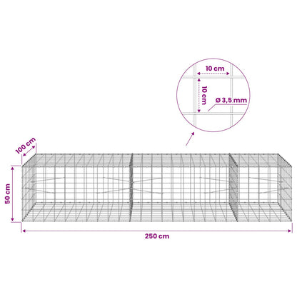 Gabion with 3.5 mm Wire and 10x10 cm Mesh 250x100x50 cm