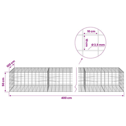 Gabion with 3.5 mm Wire and 10x10 cm Mesh 400x100x50 cm