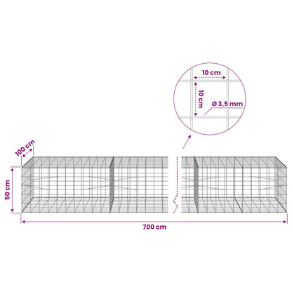 Gabion with 3.5 mm Wire and 10x10 cm Mesh 700x100x50 cm