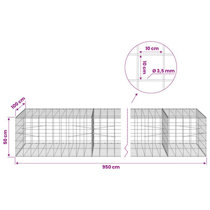 Gabion with 3.5 mm Wire and 10x10 cm Mesh 950x100x50 cm