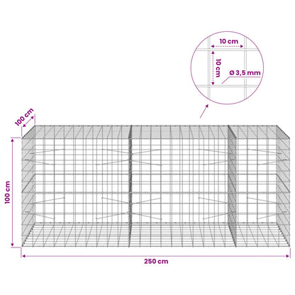 Gabion with 3.5 mm Wire and 10x10 cm Mesh 250x100x100 cm