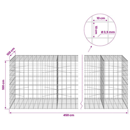Gabion with 3.5 mm Wire and 10x10 cm Mesh 450x100x100 cm