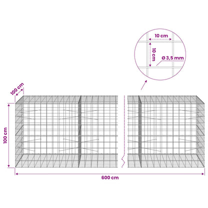Gabion with 3.5 mm Wire and 10x10 cm Mesh 600x100x100 cm