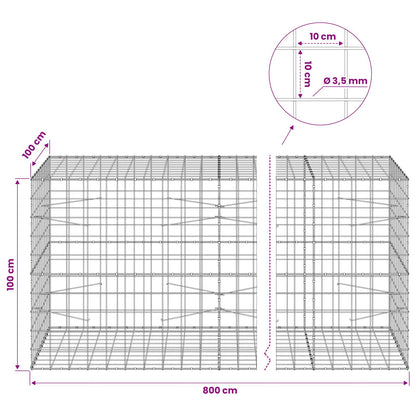 Gabion with 3.5 mm Wire and 10x10 cm Mesh 800x100x100 cm
