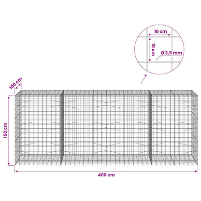 Gabion with 3.5 mm Wire and 10x10 cm Mesh 400x100x150 cm