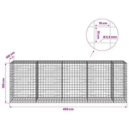 Gabion with 3.5 mm Wire and 10x10 cm Mesh 450x100x150 cm