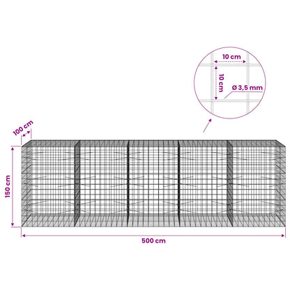 Gabion with 3.5 mm Wire and 10x10 cm Mesh 500x100x150 cm