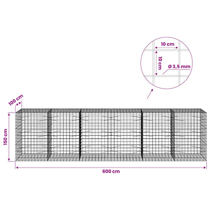 Gabion with 3.5 mm Wire and 10x10 cm Mesh 600x100x150 cm