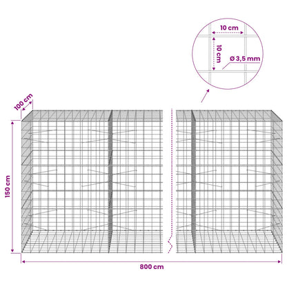 Gabion with 3.5 mm Wire and 10x10 cm Mesh 800x100x150 cm