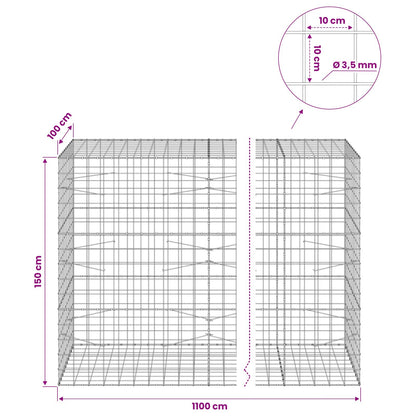 Gabion with 3.5 mm Wire and 10x10 cm Mesh 1100x100x150 cm