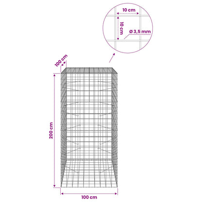 Gabion with 3.5 mm Wire and 10x10 cm Mesh 100x100x200 cm