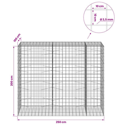 Gabion with 3.5 mm Wire and 10x10 cm Mesh 250x100x200 cm