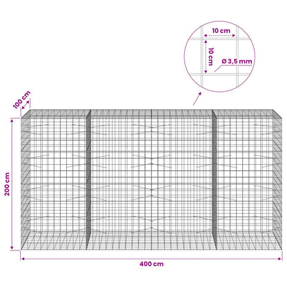 Gabion with 3.5 mm Wire and 10x10 cm Mesh 400x100x200 cm