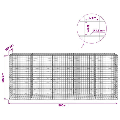Gabion with 3.5 mm Wire and 10x10 cm Mesh 500x100x200 cm