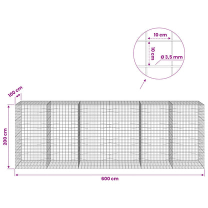 Gabion with 3.5 mm Wire and 10x10 cm Mesh 600x100x200 cm