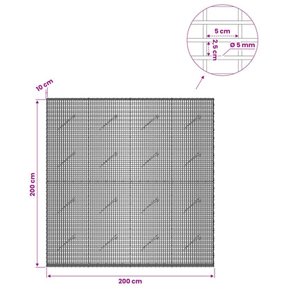 Gabion with 5 mm Wire and 5x2.5 cm Mesh 200x10x200 cm