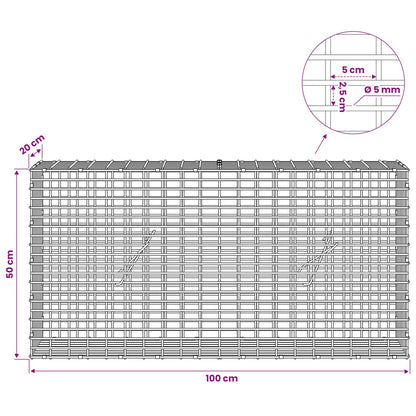 Gabion with 5 mm Wire and 5x2.5 cm Mesh 100x20x50 cm
