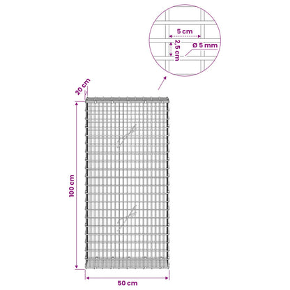 Gabion with 5 mm Wire and 5x2.5 cm Mesh 50x20x100 cm
