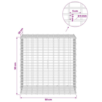 Gabion with 5 mm Wire and 5x2.5 cm Mesh 50x30x50 cm