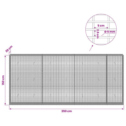 Gabion with 5 mm Wire and 5x2.5 cm Mesh 350x30x150 cm