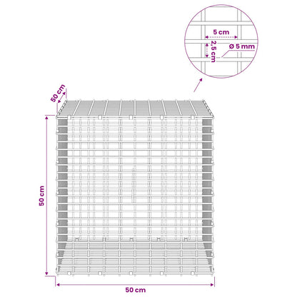 Gabion with 5 mm Wire and 5x2.5 cm Mesh 50x50x50 cm