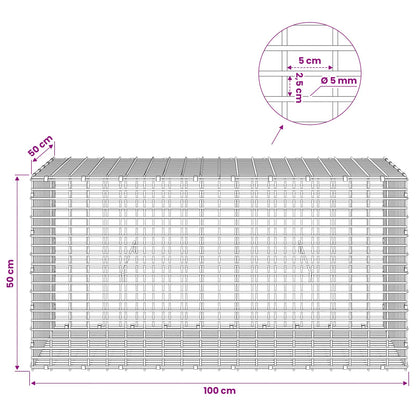 Gabion with 5 mm Wire and 5x2.5 cm Mesh 100x50x50 cm