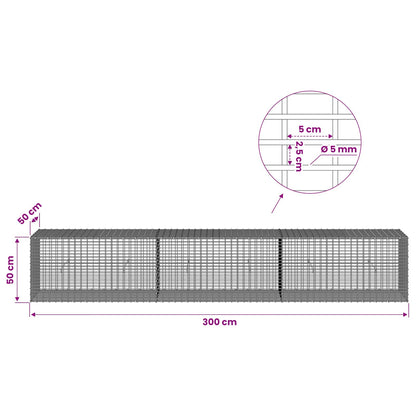 Gabion with 5 mm Wire and 5x2.5 cm Mesh 300x50x50 cm