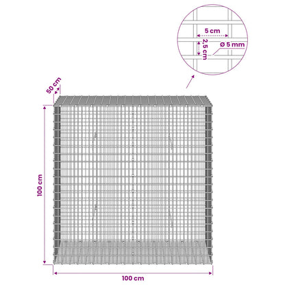 Gabion with 5 mm Wire and 5x2.5 cm Mesh 100x50x100 cm