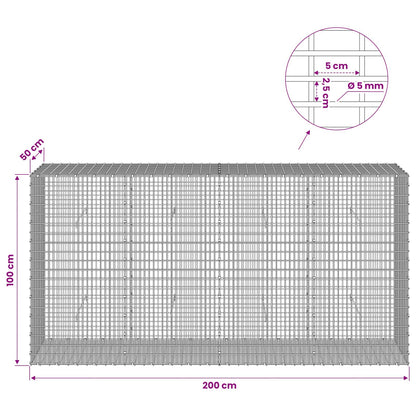 Gabion with 5 mm Wire and 5x2.5 cm Mesh 200x50x100 cm