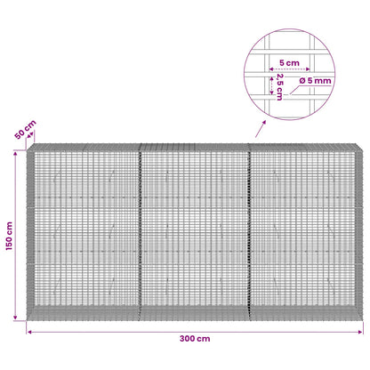 Gabion with 5 mm Wire and 5x2.5 cm Mesh 300x50x150 cm