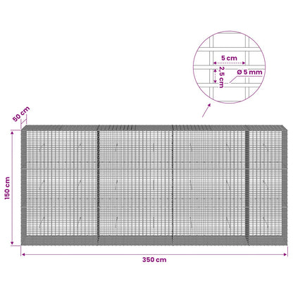 Gabion with 5 mm Wire and 5x2.5 cm Mesh 350x50x150 cm