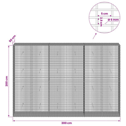 Gabion with 5 mm Wire and 5x2.5 cm Mesh 300x50x200 cm