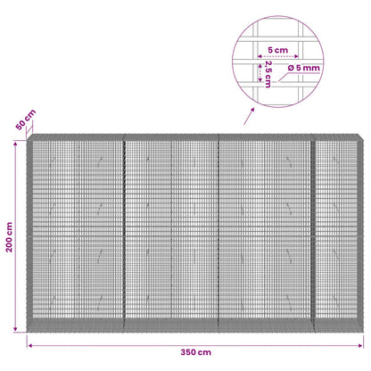 Gabion with 5 mm Wire and 5x2.5 cm Mesh 350x50x200 cm