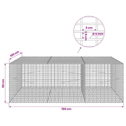 Gabion with 5 mm Wire and 5x2.5 cm Mesh 150x100x50 cm