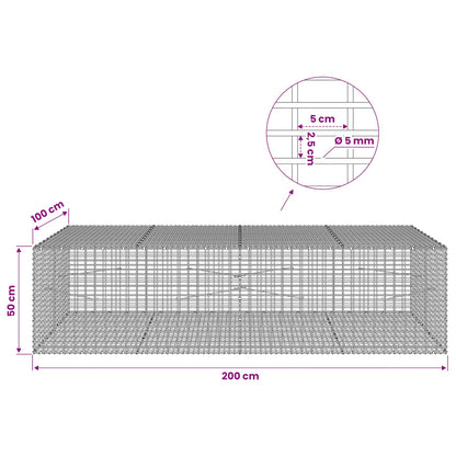Gabion with 5 mm Wire and 5x2.5 cm Mesh 200x100x50 cm