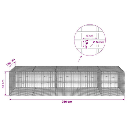Gabion with 5 mm Wire and 5x2.5 cm Mesh 250x100x50 cm