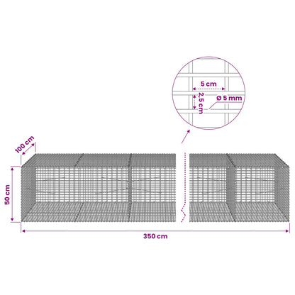 Gabion with 5 mm Wire and 5x2.5 cm Mesh 350x100x50 cm