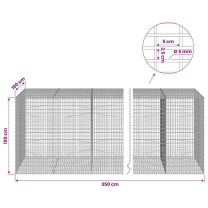 Gabion with 5 mm Wire and 5x2.5 cm Mesh 350x100x100 cm