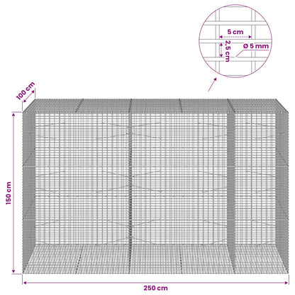 Gabion with 5 mm Wire and 5x2.5 cm Mesh 250x100x150 cm