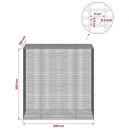 Gabion with 5 mm Wire and 5x2.5 cm Mesh 200x100x200 cm