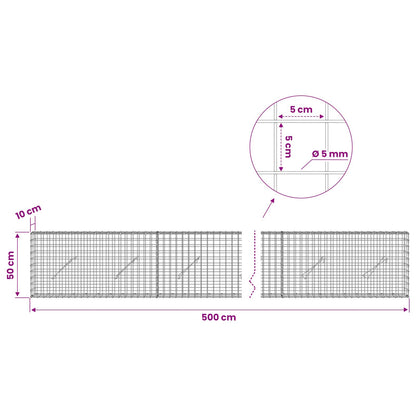 Gabion with 5 mm Wire and 5x5 cm Mesh 500x10x50 cm
