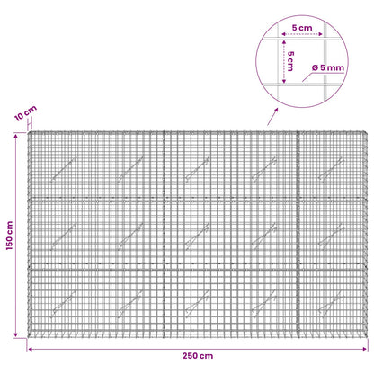 Gabion with 5 mm Wire and 5x5 cm Mesh 250x10x150 cm