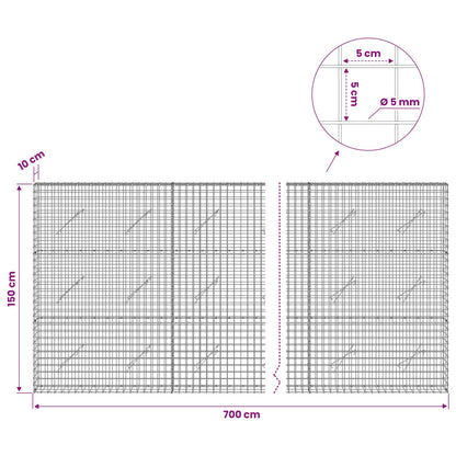 Gabion with 5 mm Wire and 5x5 cm Mesh 700x10x150 cm