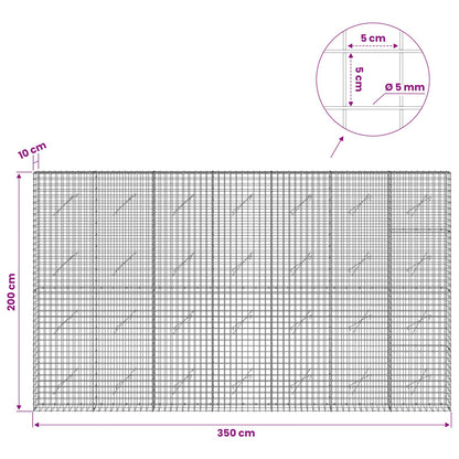 Gabion with 5 mm Wire and 5x5 cm Mesh 350x10x200 cm